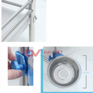 xe đẩy inox y tế 3 tầng kèm ngăn kéo 610x410x910mm Công nghệ hàn TIG bảo vệ mối hàn bằng khí Argon mới nhất