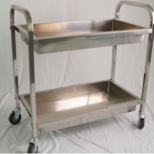 xe đẩy y tế 2 tầng 950x500x950mm Có 4 bánh xe đường kính 90mm