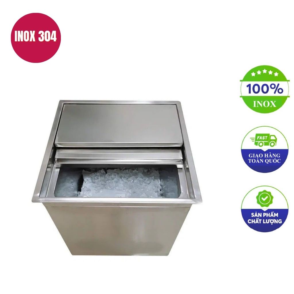 Thùng đá inox nắp trượt