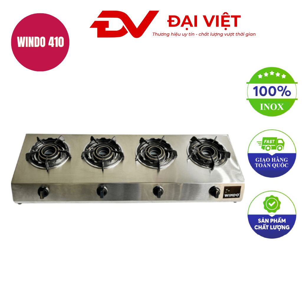 Bếp gas công nghiệp thấp áp 4 lò phi 100 WINDO 410 Bếp gas công nghiệp thấp áp 4 lò phi 100 WINDO 410