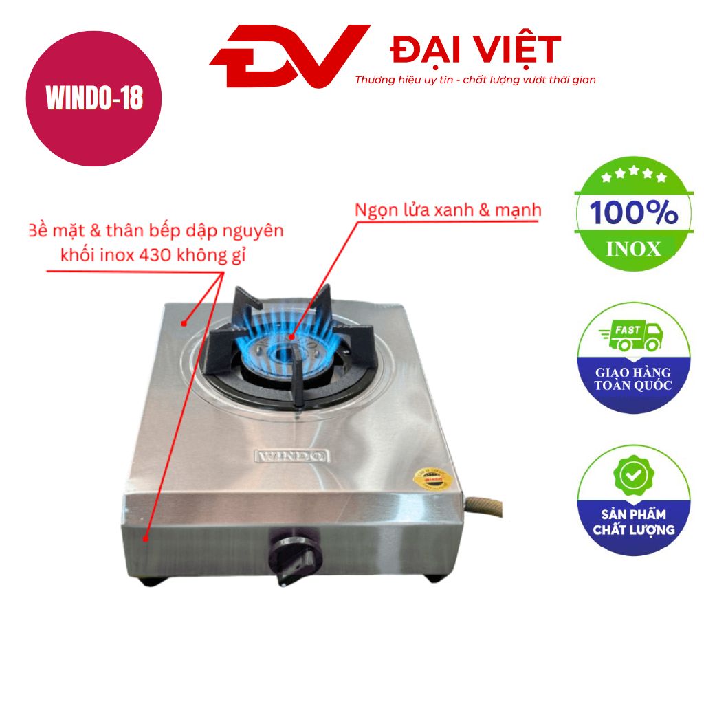 Bếp gas khè công nghiệp 1 lò WINDO 18 Bếp gas khè công nghiệp 1 lò WINDO 18