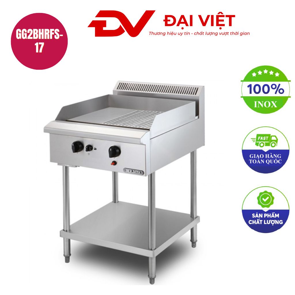 Bếp rán nửa phẳng nửa nhám dùng gas có chân đứng GG2BHRFS 17 Bếp rán nửa phẳng nửa nhám dùng gas có chân đứng GG2BHRFS 17