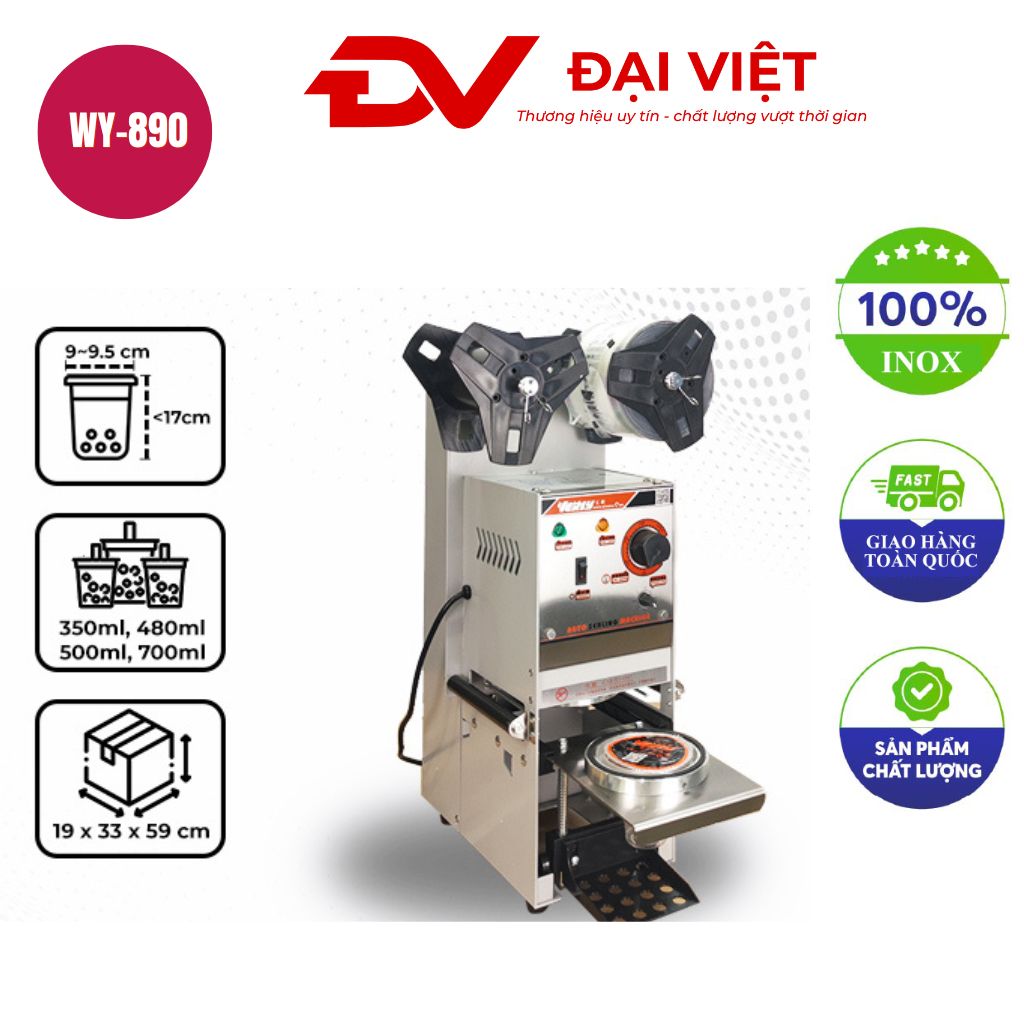 Máy dán miệng ly nhựa tự động WY 890