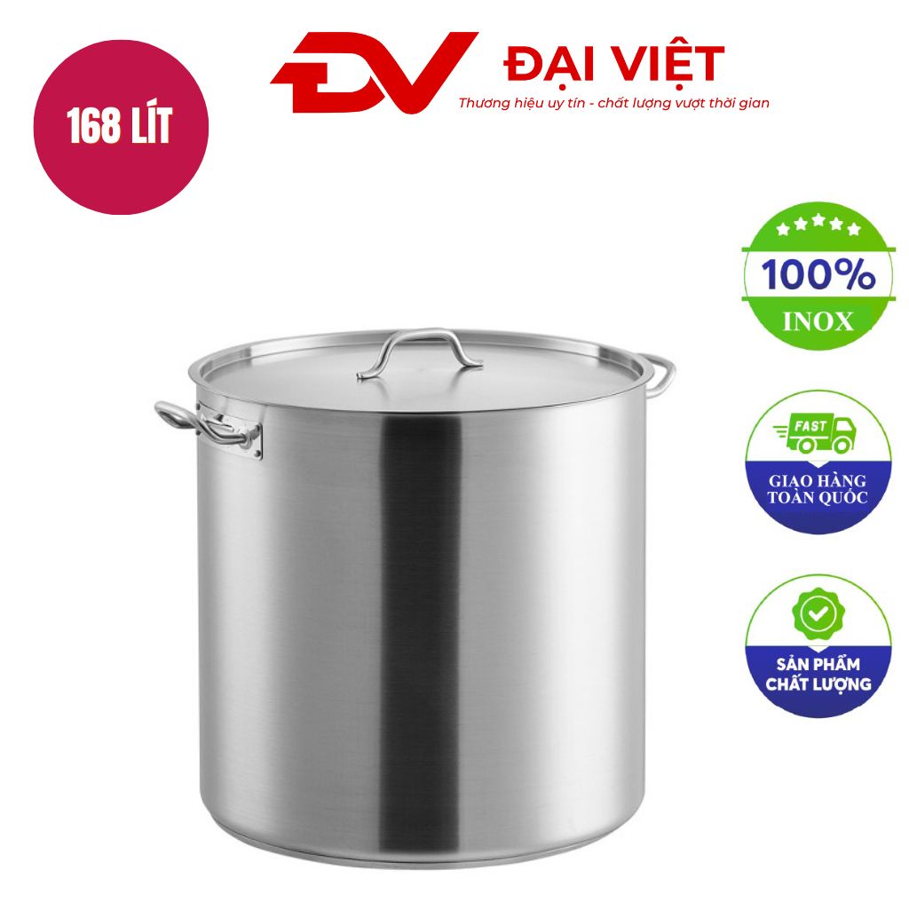 Nồi inox thân cao 2 lớp đáy 168L 60x60cm