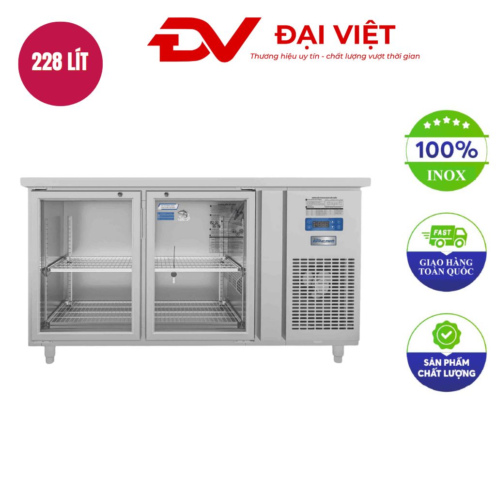 Tủ bàn mát 2 cánh kính làm lạnh bằng quạt gió Tủ bàn mát 2 cánh kính làm lạnh bằng quạt gió