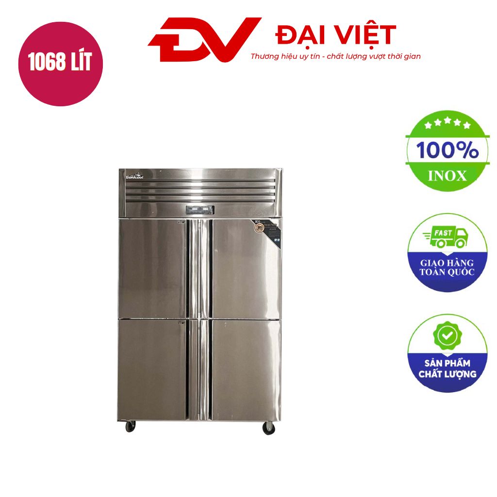 Tủ đông 4 cánh inox dàn đồng Tủ đông 4 cánh inox dàn đồng