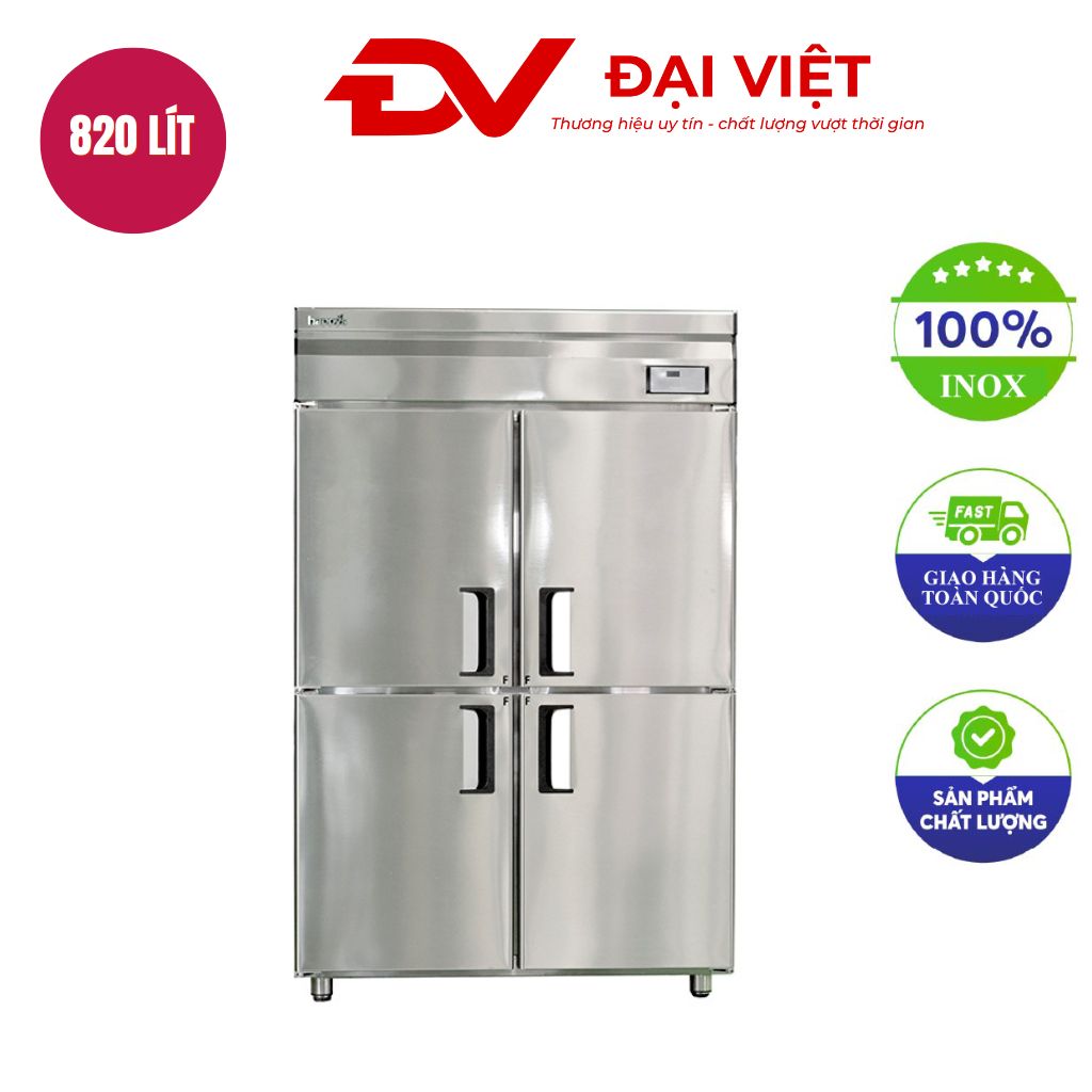 Tủ đông đứng 4 cửa inox làm lạnh trực tiếp Tủ đông đứng 4 cửa inox làm lạnh trực tiếp
