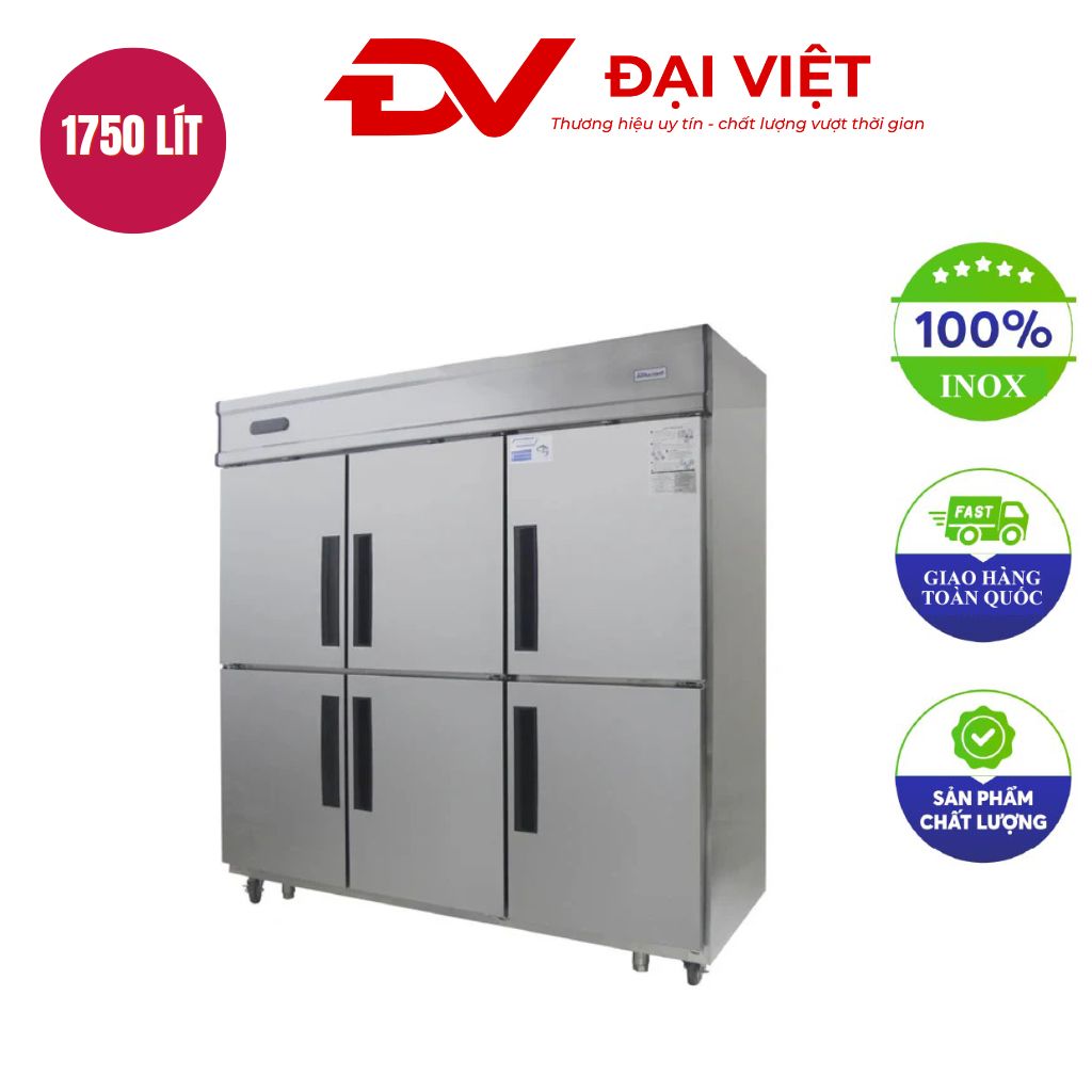 Tủ nửa đông nửa mát 6 cánh inox dài 1m8 Tủ nửa đông nửa mát 6 cánh inox dài 1m8