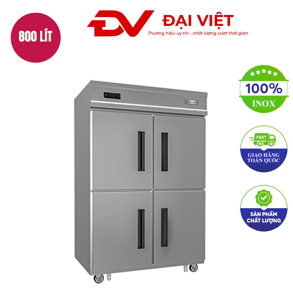 Tủ nửa đông nửa mát đứng 4 cánh inox 800 Lít làm lạnh bằng quạt gió Tủ nửa đông nửa mát đứng 4 cánh inox 800 Lít làm lạnh bằng quạt gió