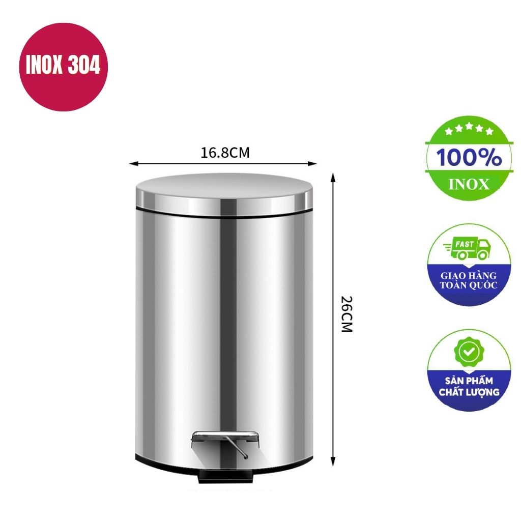 Thùng rác inox có nắp đậy