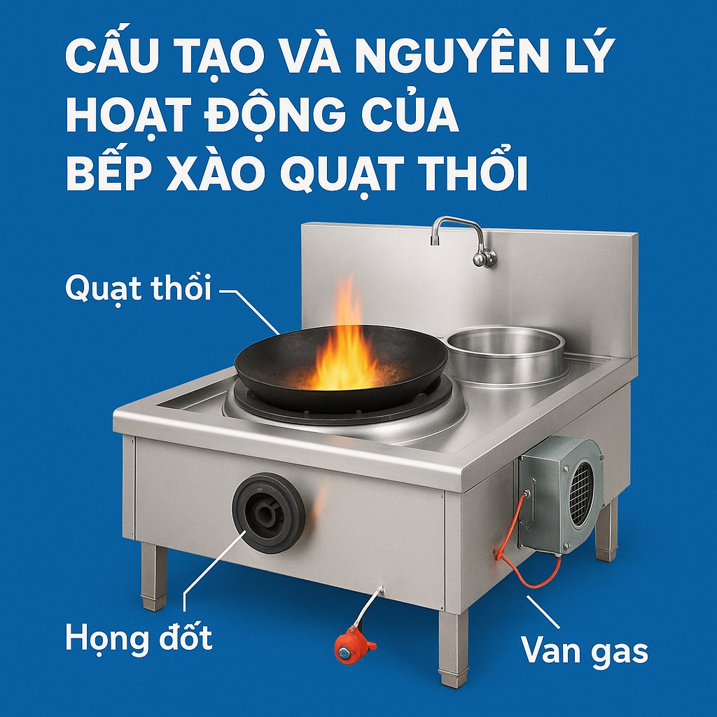 Cấu tạo và nguyên lý hoạt động của bếp xào quạt thổi Cấu tạo và nguyên lý hoạt động của bếp xào quạt thổi