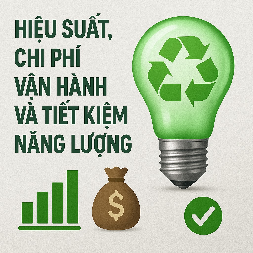 Hiệu suất, chi phí vận hành và tiết kiệm năng lượng Hiệu suất, chi phí vận hành và tiết kiệm năng lượng