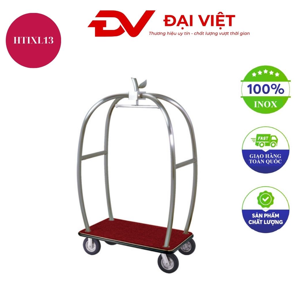 Xe đẩy hành lý khách sạn inox trắng Xe đẩy hành lý khách sạn inox trắng