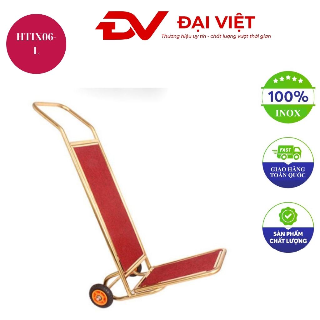 Xe đẩy hành lý khách sạn inox vàng HTIX06 L Xe đẩy hành lý khách sạn inox vàng HTIX06 L