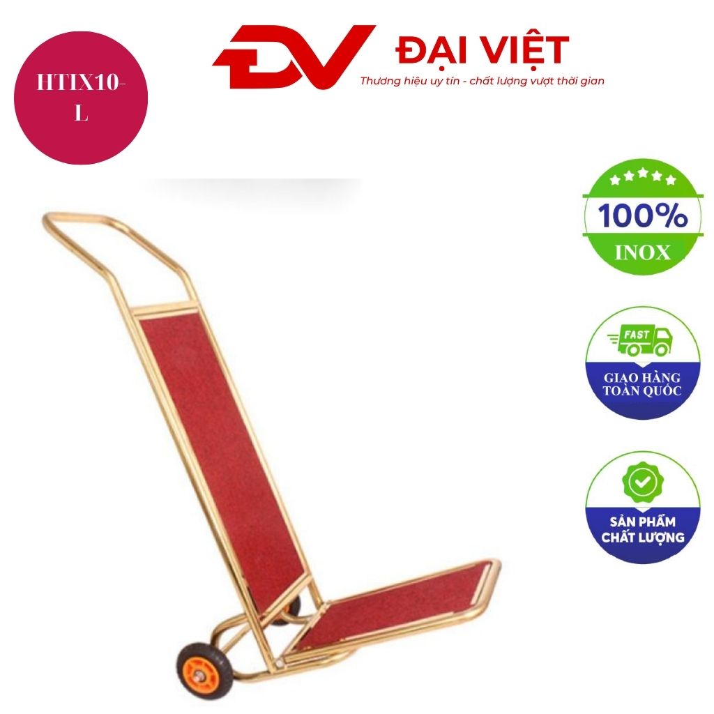 Xe đẩy hành lý khách sạn inox vàng HTIX10 L Xe đẩy hành lý khách sạn inox vàng HTIX10 L