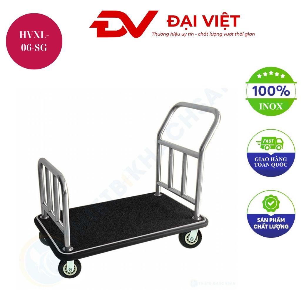 Xe đẩy hành lý khung inox chữ U nền đen Xe đẩy hành lý khung inox chữ U nền đen