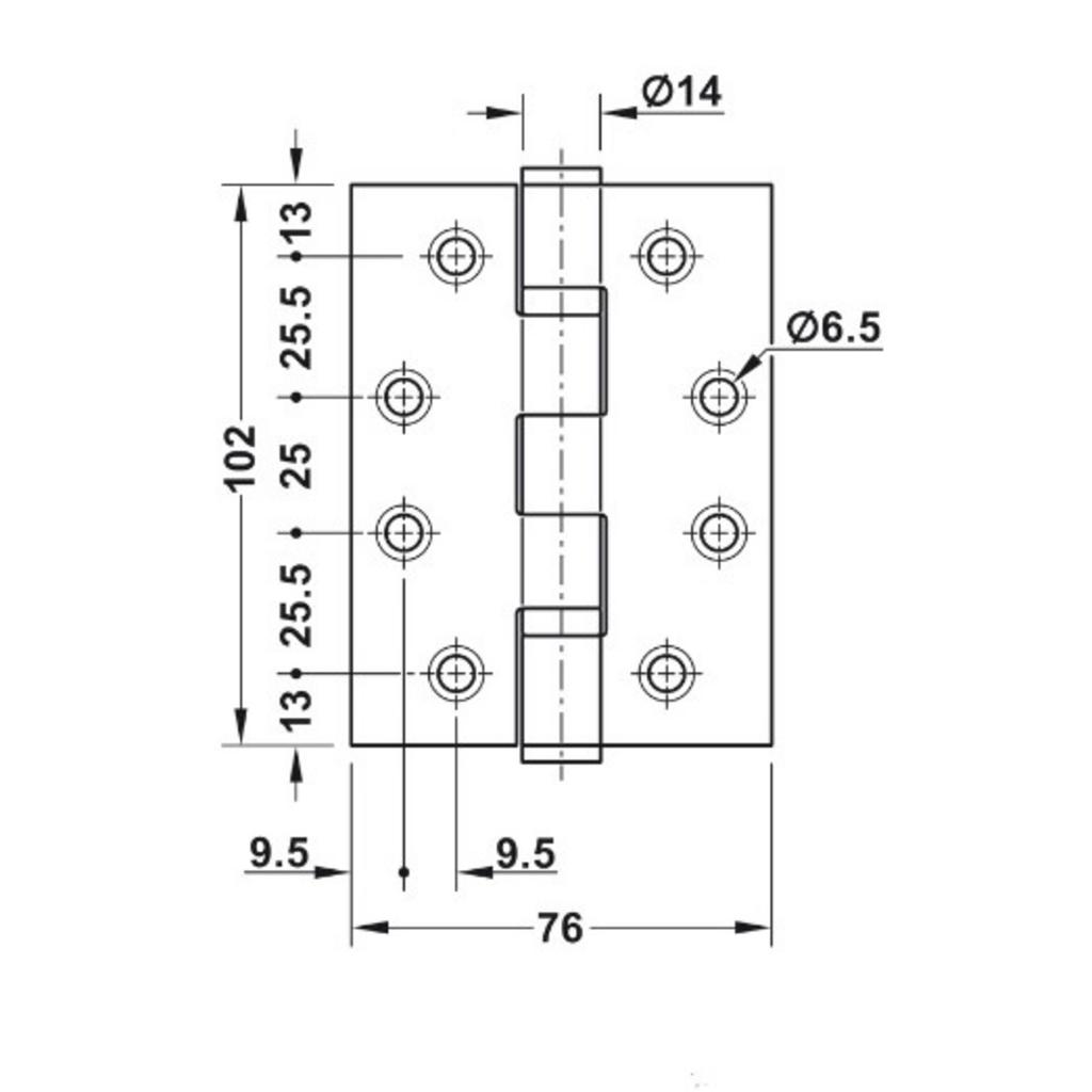 Thông số kỹ thuật bản lề lá 2 vòng bi 120Kg Hafele 926.98.060