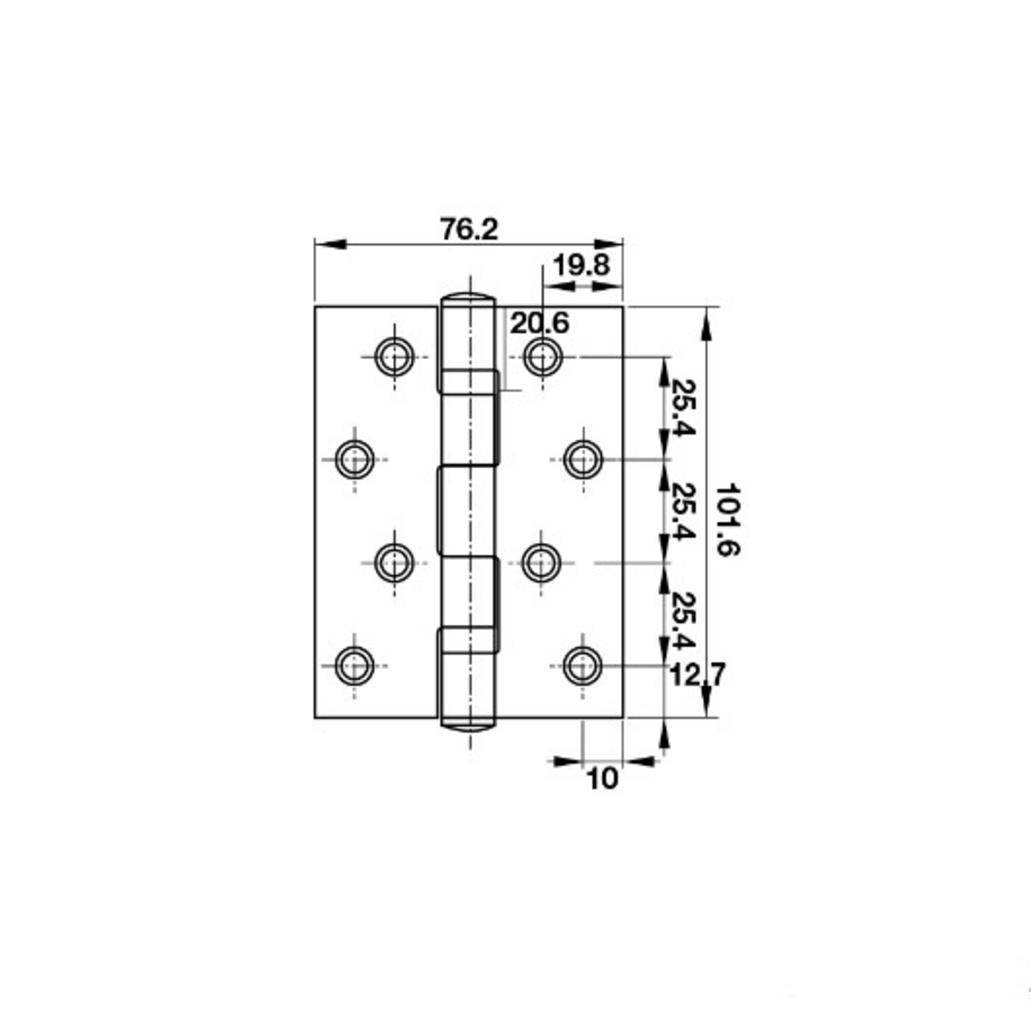Thông số kỹ thuật Bản Lề Lá 2 Vòng Bi 55Kg Hafele 921.17.142