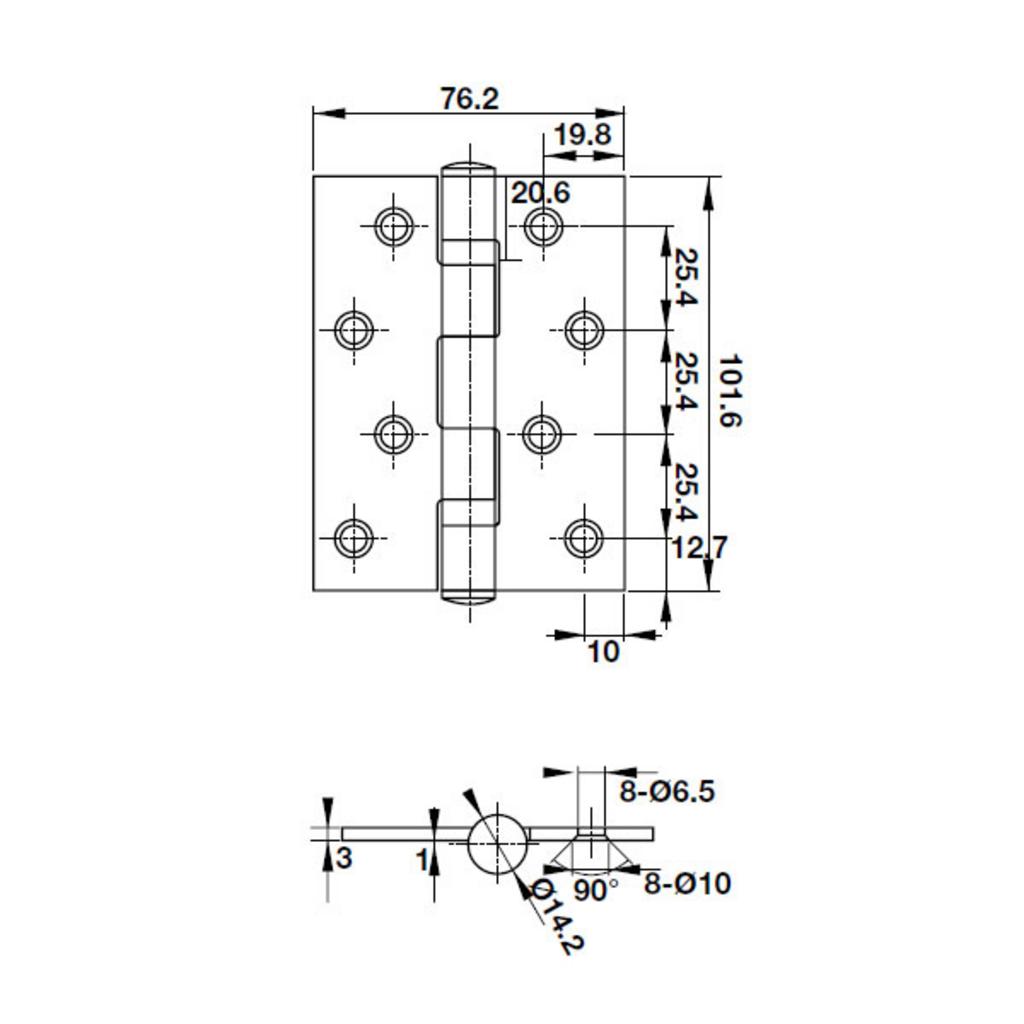 Thông số kỹ thuật Bản Lề Lá 2 Vòng Bi 70Kg Hafele 926.20.111