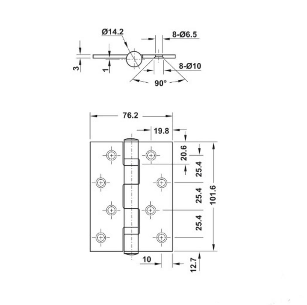 Thông số kỹ thuật Bản Lề Lá 2 Vòng Bi 70Kg Hafele 926.20.881