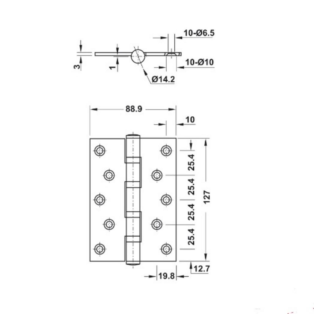 Thông số kỹ thuật Bản Lề Lá 2 Vòng Bi 80Kg Hafele 926.20.120