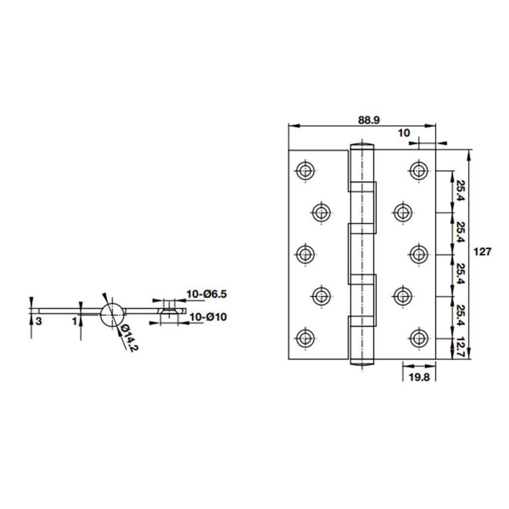 Thông số kỹ thuật Bản Lề Lá 4 Vòng Bi 80Kg Hafele 926.20.053