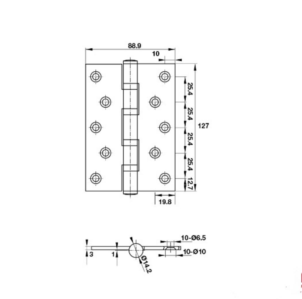 Thông số kỹ thuật Bản Lề Lá 4 Vòng Bi 80Kg Hafele 926.25.505
