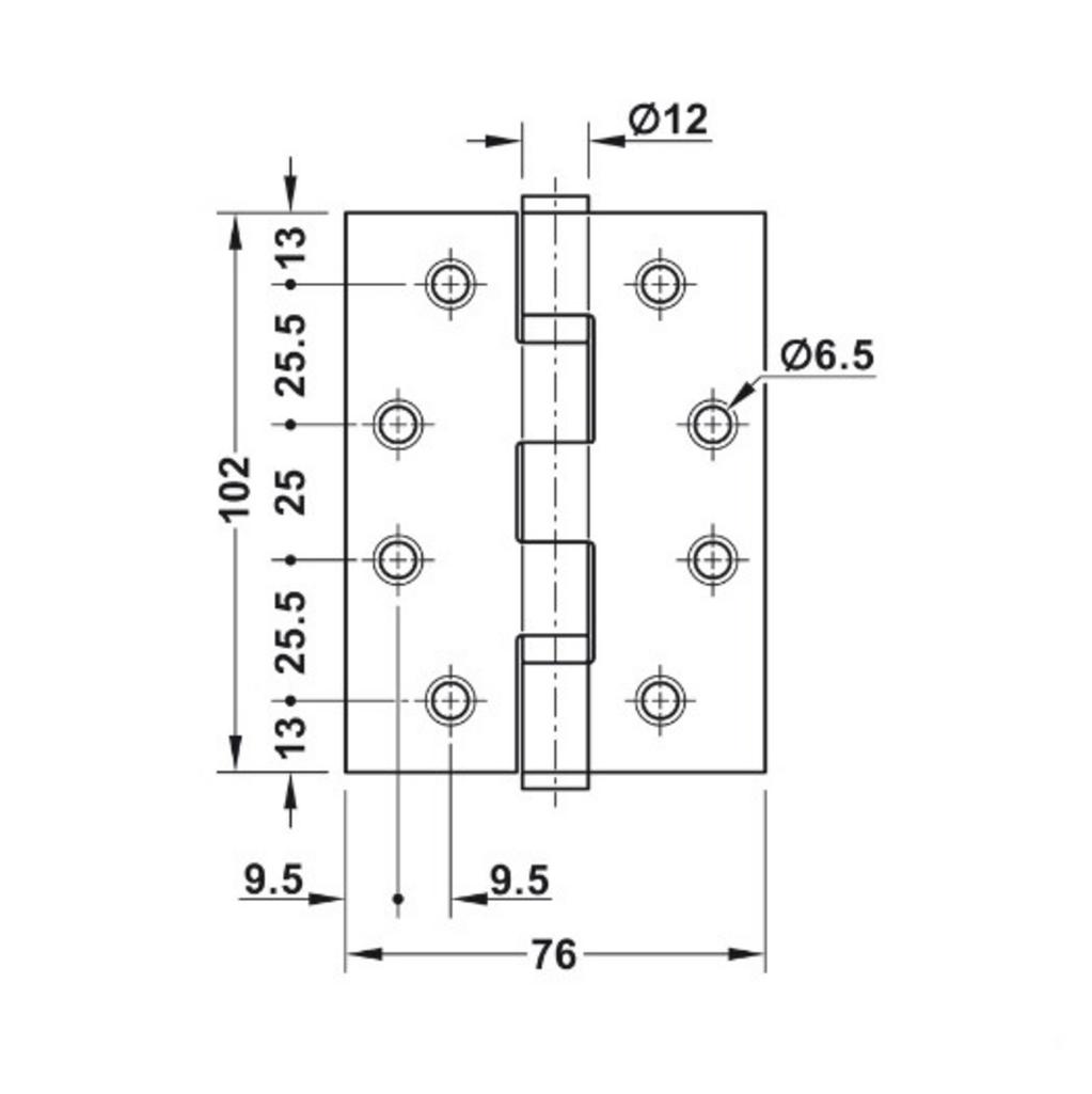 Thông số kỹ thuật Bản Lề Lá Chống Cháy 2 Vòng Bi 120Kg Hafele 926.98.040