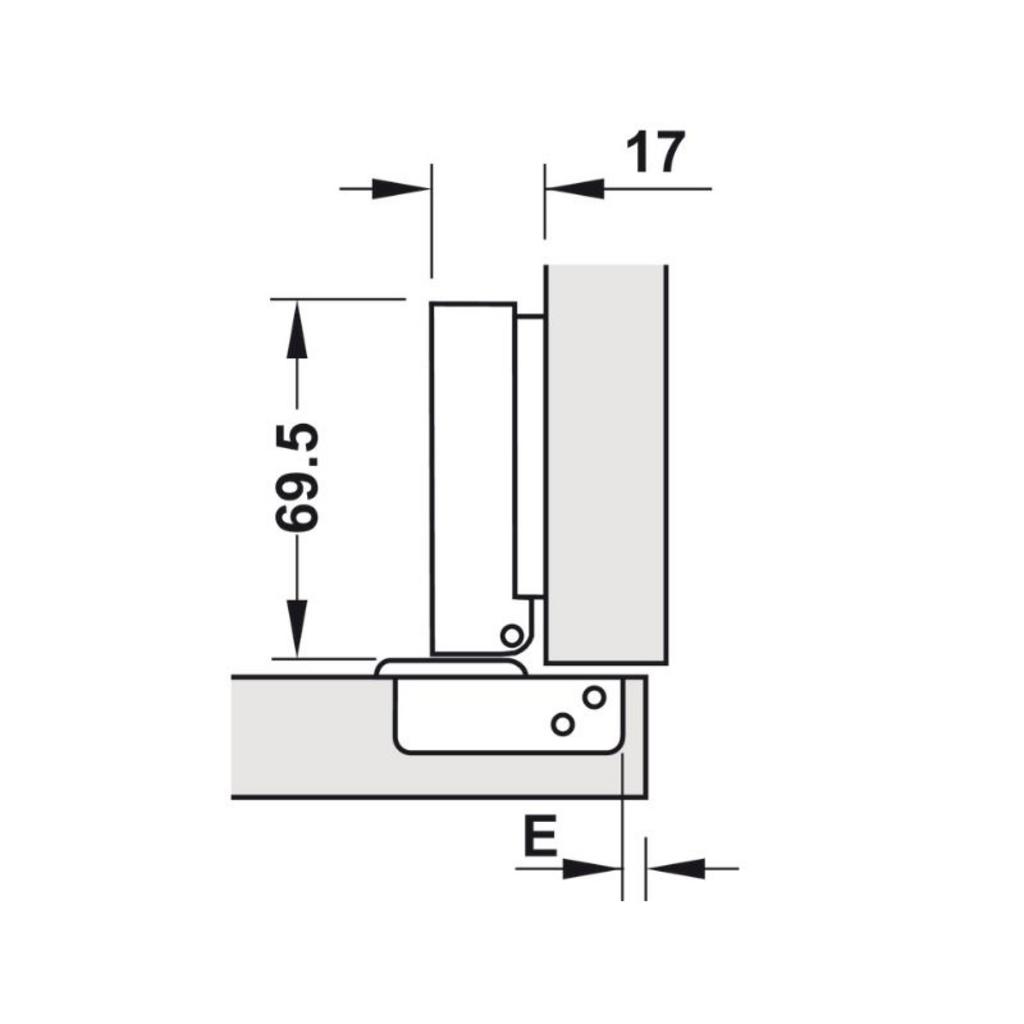Thông số kỹ thuật Bản lề trùm ngoài Metalla SM DIY 110º Hafele 493.03.020