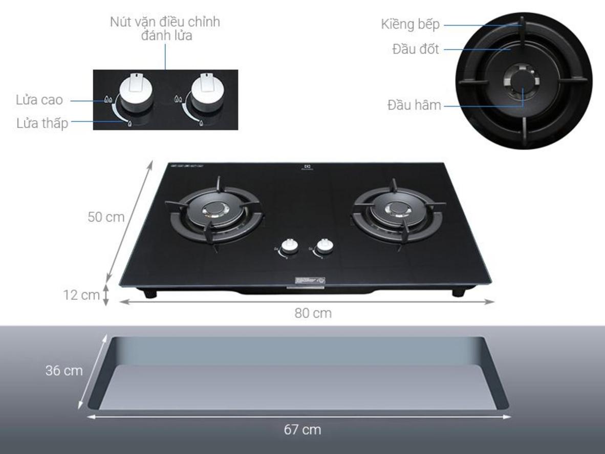 Thông số kỹ thuật bếp ga âm Electrolux EGT8028CK