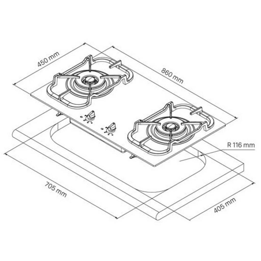 Giới thiệu sản phẩm Bếp ga Dudoff London 2 bếp Gaia 02Z2