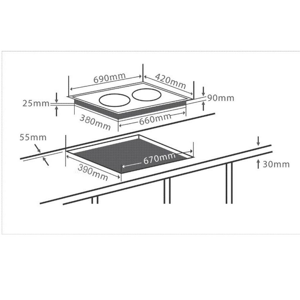 Thông số kỹ thuật chi tiết Bếp từ kết hợp hồng ngoại Chefs EH-MIX2000A 2 vùng nấu