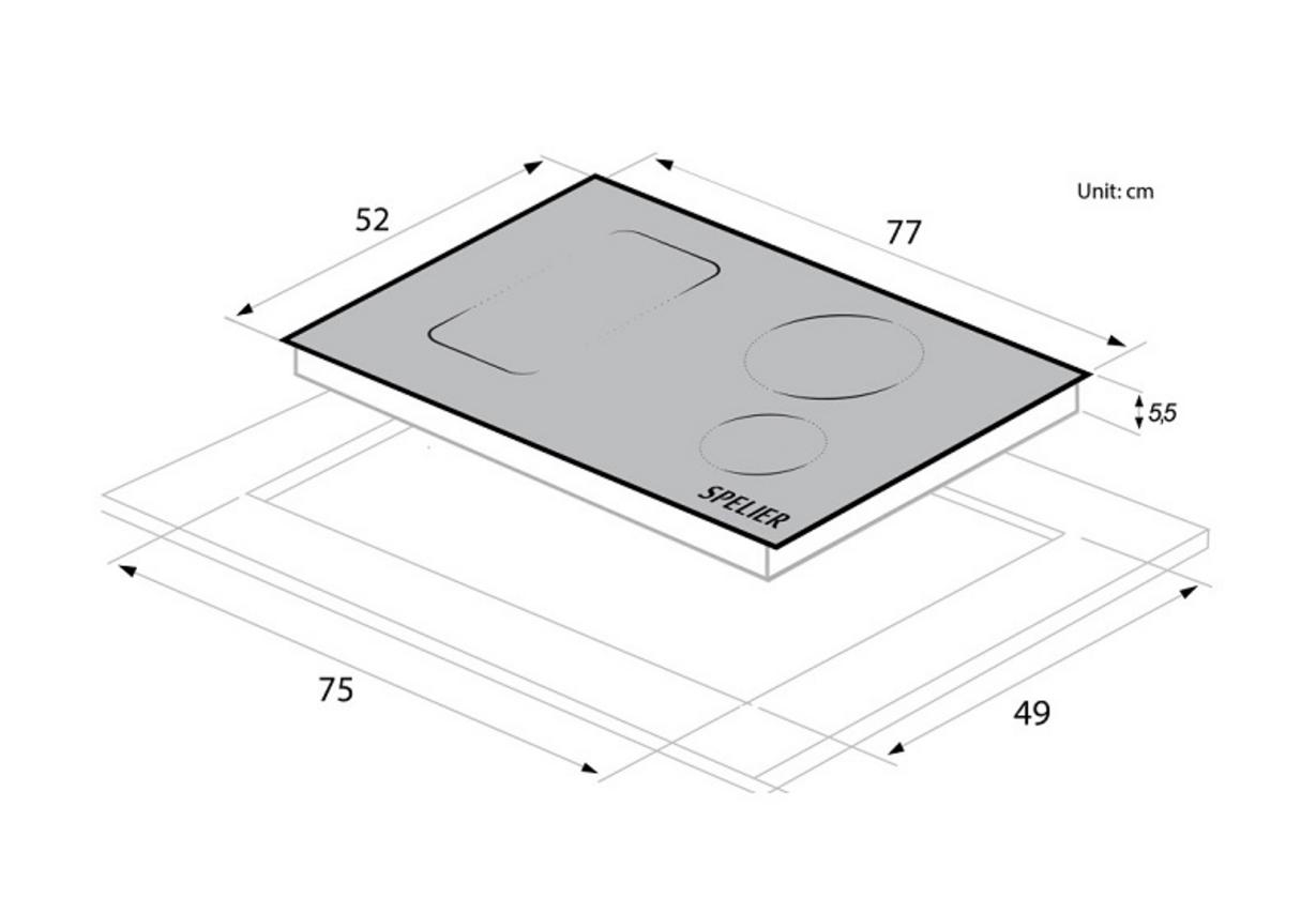 Tổng quan Bếp từ Spelier 3 vùng nấu SPF 948S lắp âm