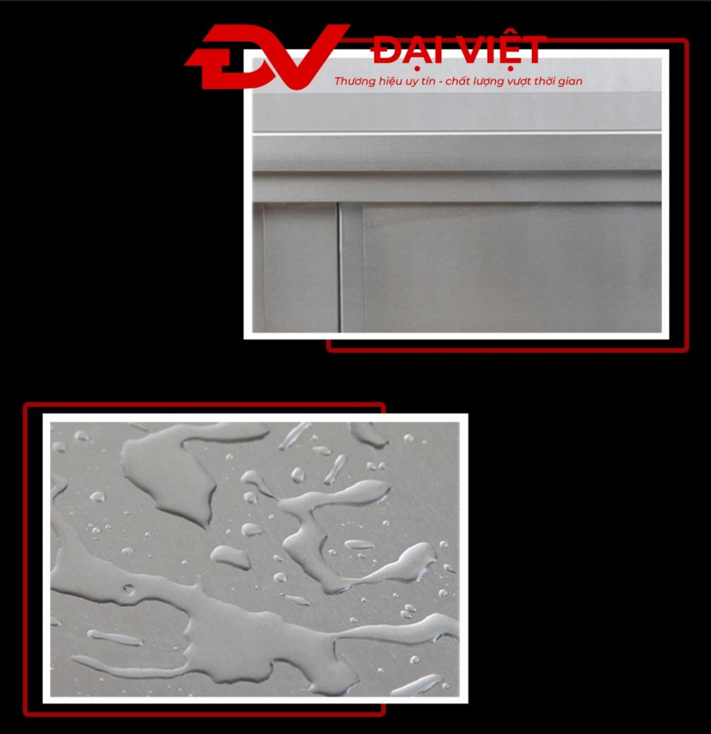 Bảng so sánh chất liệu độ dày inox thiết kế cửa lùa chân đế giữa tủ cơ khí đại việt và đối thủ