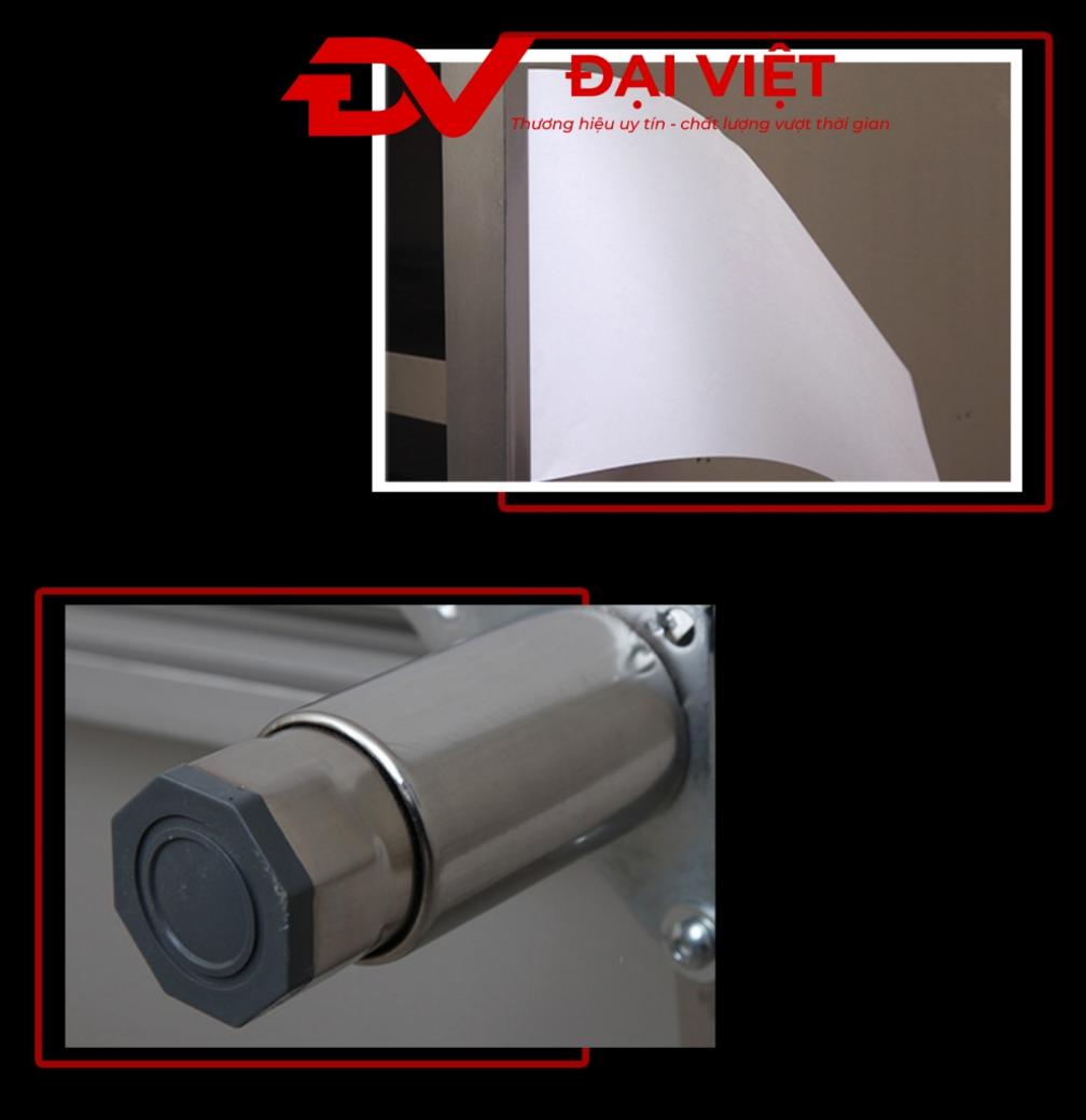 Ảnh chi tiết các ưu điểm cửa lùa góc bo tròn inox sáng bóng chân đế chống trượt