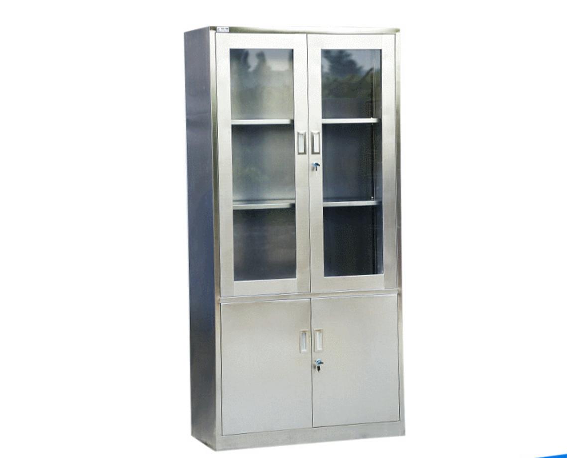 Cửa kính trong suốt của tủ thuốc y tế inox