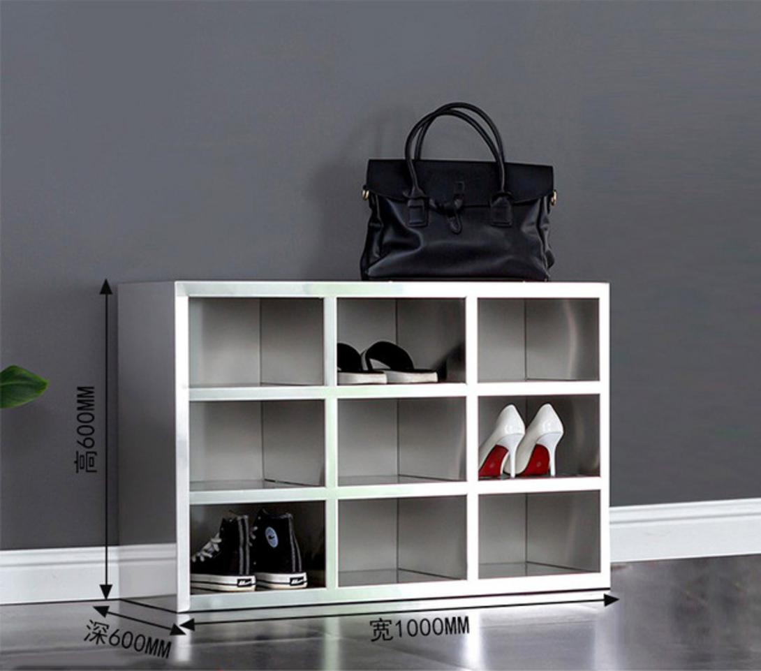 Chi tiết kỹ thuật tủ giày inox 9 ngăn 1000x300x600mm với mô hình 3D