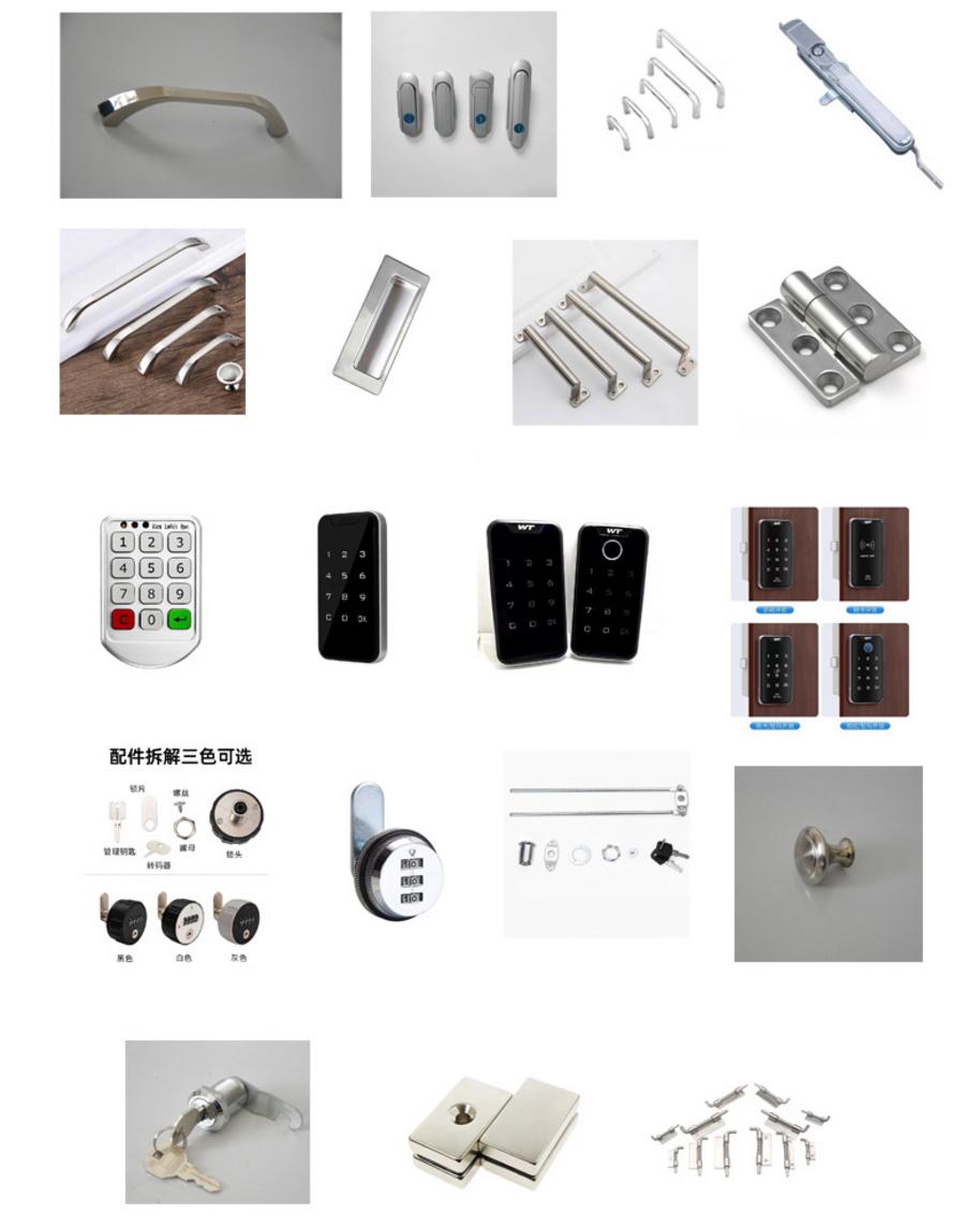 Chi tiết từng bộ phận tủ inox 10 cửa như ổ khóa, chân cao su, mối hàn TIG