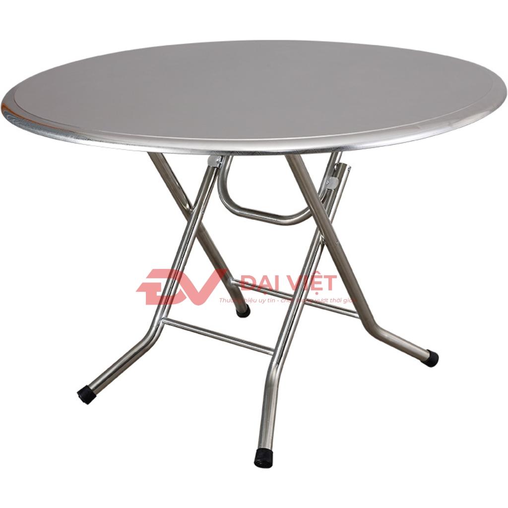 Gia công chắc chắn bàn tròn inox xếp 3 mặt