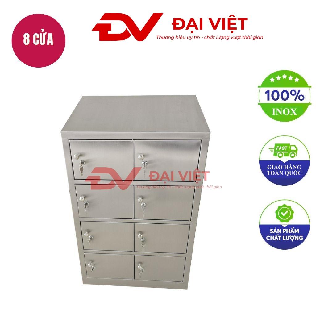 Tủ giày inox 304 mặt dốc 8 cửa với thiết kế hiện đại khung inox chắc chắn các ngăn khóa riêng biệt