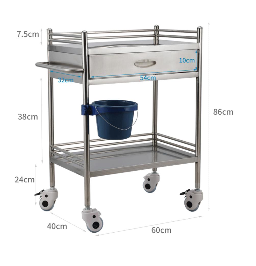 Ưu điểm nổi bật của xe đẩy y tế 2 tầng 500x400x860mm