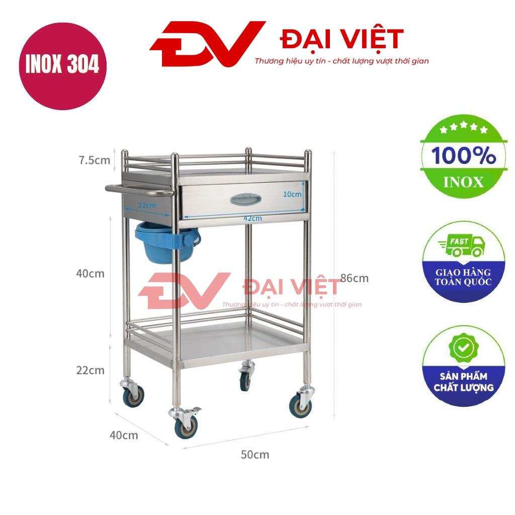 Tổng quan về xe đẩy y tế 2 tầng 500x400x860mm