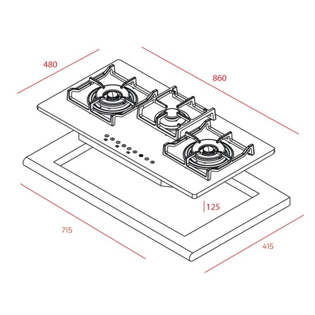 Thông số kỹ thuật bếp gas Teka GK LUX 86.1 3G AI AL 2TR