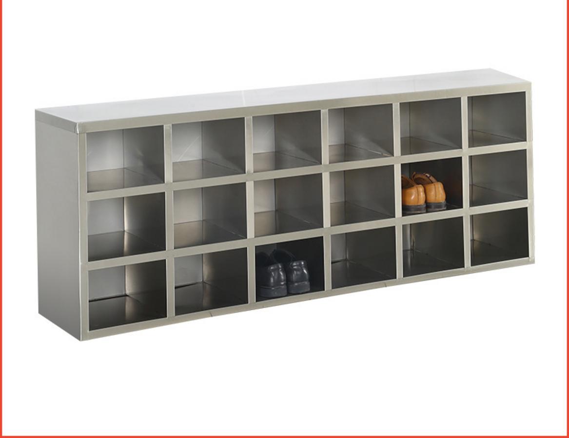 Bản vẽ kỹ thuật chi tiết tủ giày inox 18 hộc 1800x300x600mm