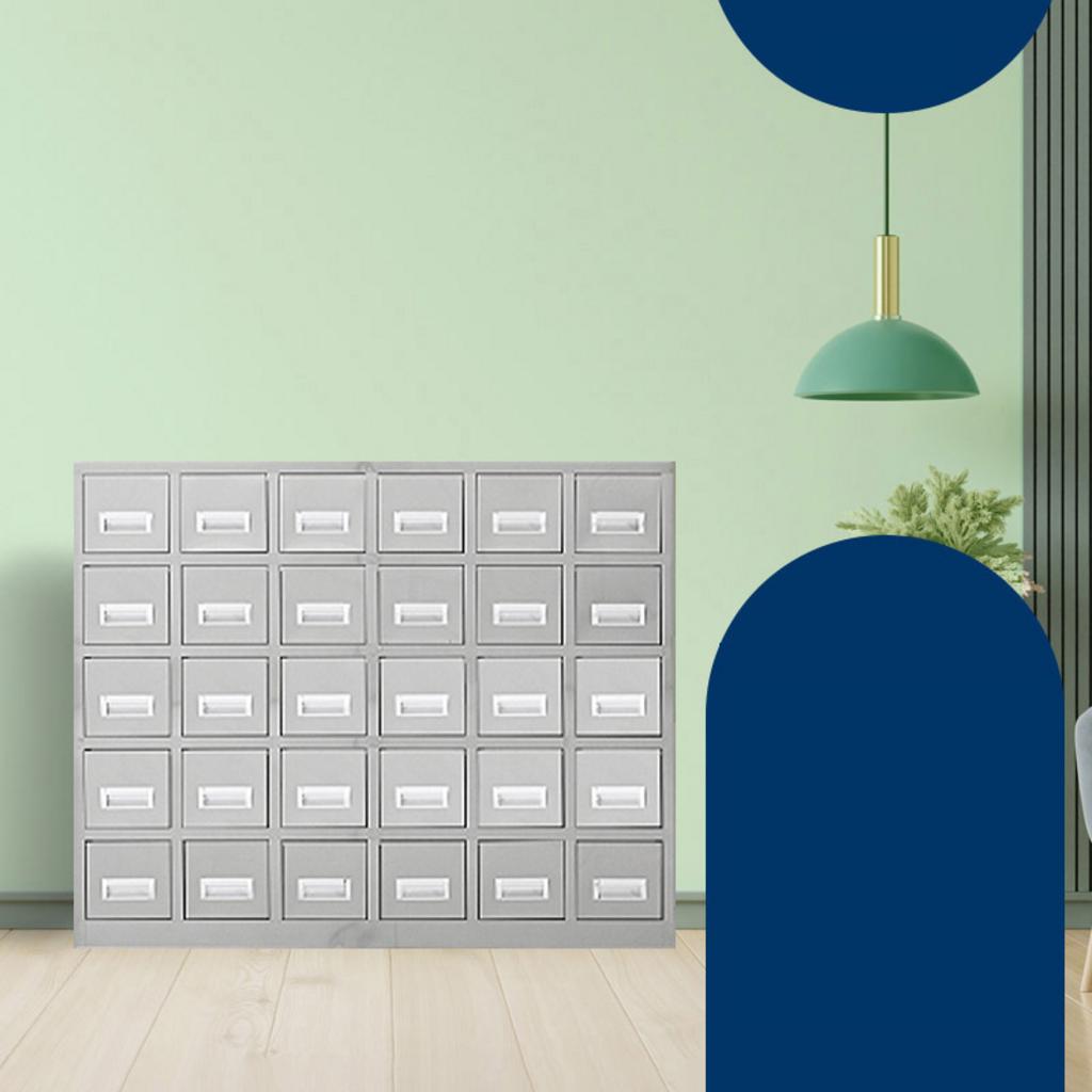 Bản vẽ kỹ thuật tủ thuốc đông y inox 30 ngăn 980x500x1200mm