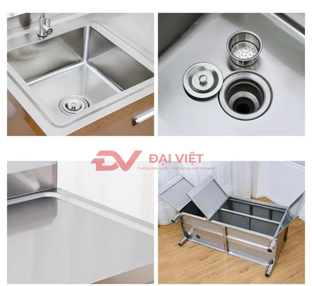 Thông số kỹ thuật bồn rửa chén inox 1 ngăn có chân 1000x500x800mm