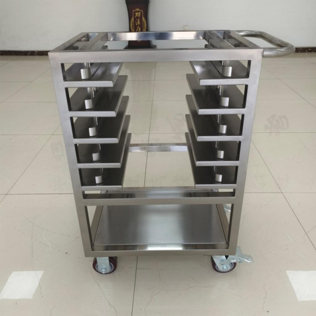 Thiết kế chắc chắn của xe đẩy khay bánh inox 5 tầng