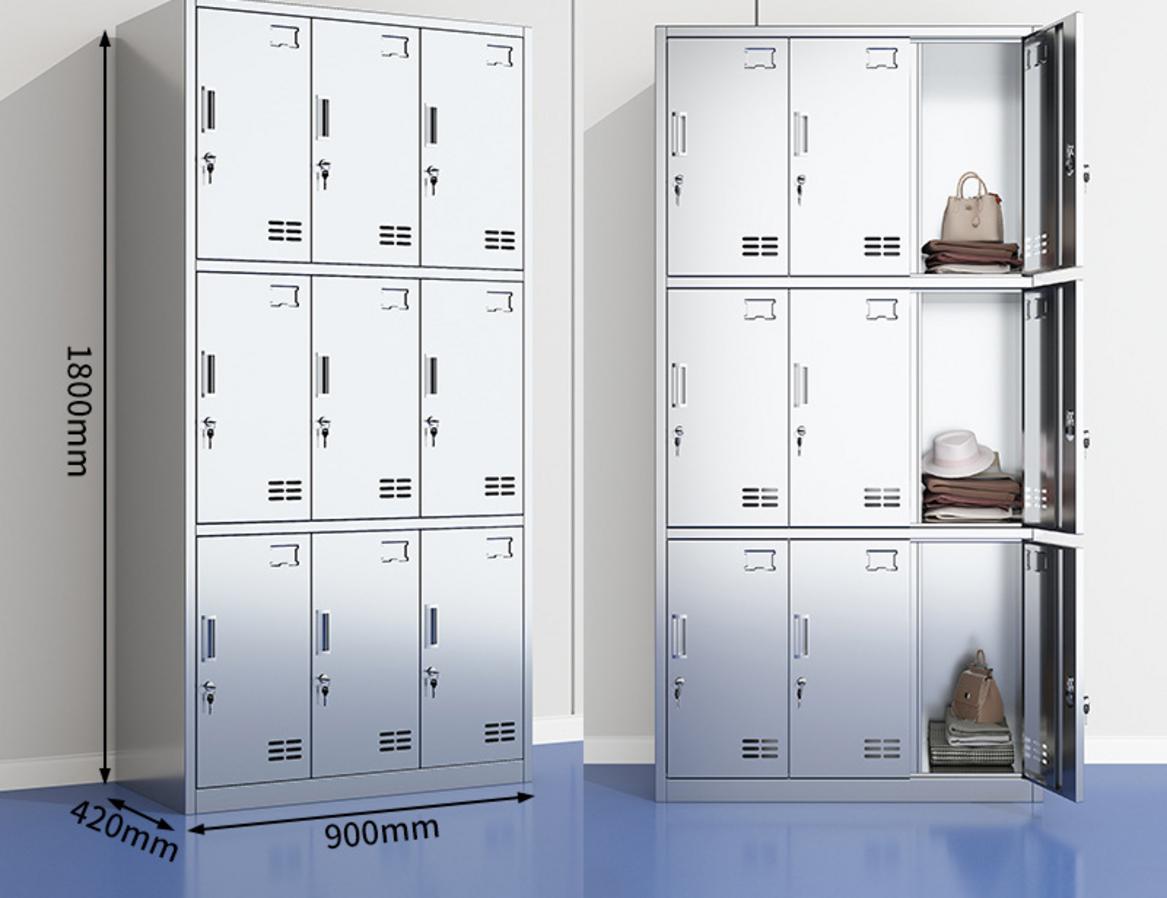 Bảng thông số kỹ thuật chi tiết tủ quần áo inox 9 cửa 1800x420x900mm