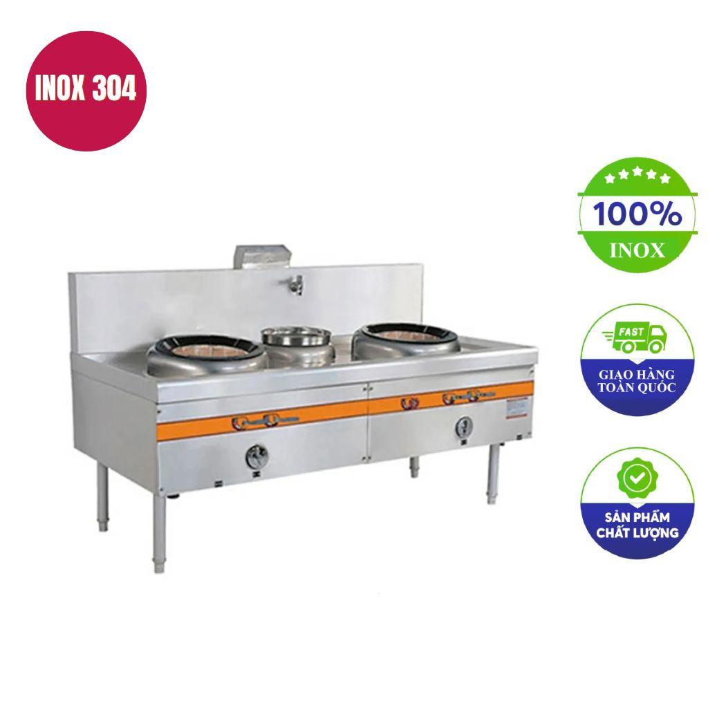 Bếp á 2 họng đất có quạt thổi 1m5 trong môi trường bếp công nghiệp hiện đại