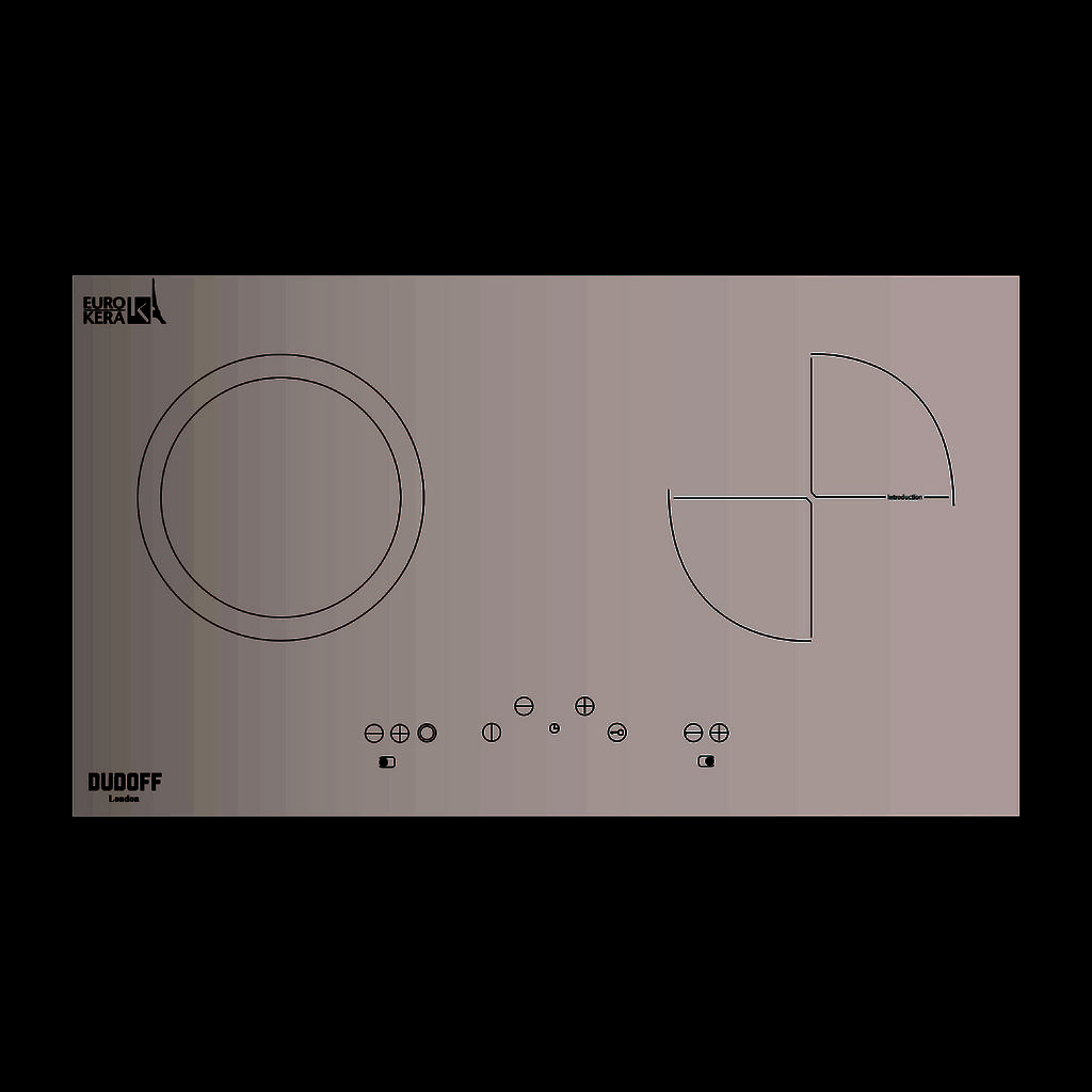 Bếp kết hợp Dudoff MIA Z2B trên mặt kính Ceramic Eurokera màu đen đặt trong không gian bếp hiện đại